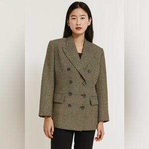 100% Cashmere Jil Sander Brown Checkered Blazer